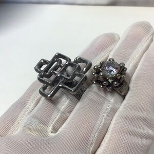 Brutalist Sweden rings one signed, vintage adjustable size Brutal art rings